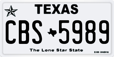 TX license plate CBS5989