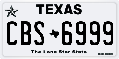 TX license plate CBS6999