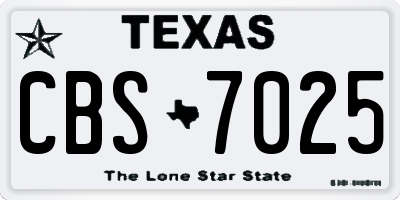 TX license plate CBS7025
