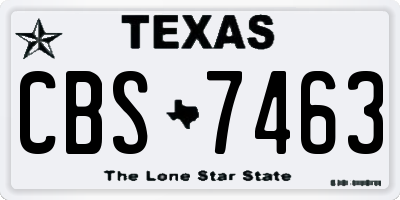 TX license plate CBS7463