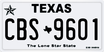 TX license plate CBS9601