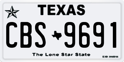 TX license plate CBS9691