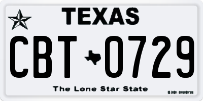TX license plate CBT0729