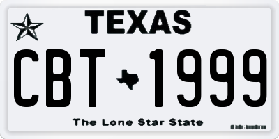 TX license plate CBT1999