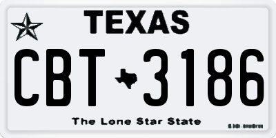 TX license plate CBT3186