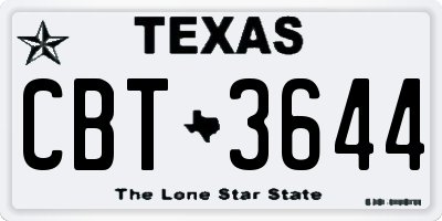 TX license plate CBT3644