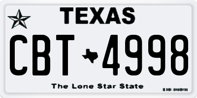 TX license plate CBT4998