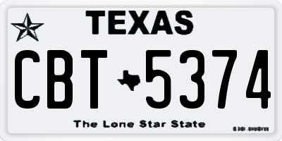 TX license plate CBT5374