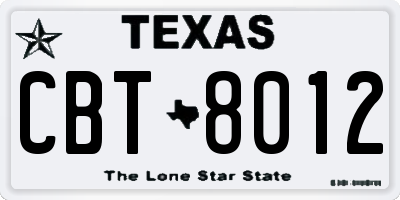 TX license plate CBT8012