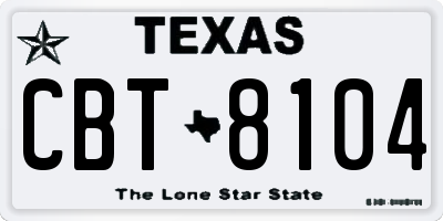 TX license plate CBT8104