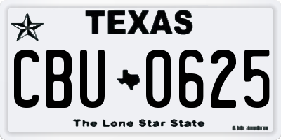 TX license plate CBU0625