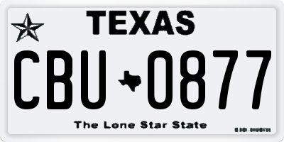 TX license plate CBU0877