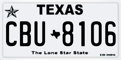 TX license plate CBU8106