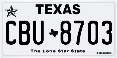 TX license plate CBU8703