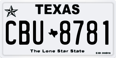 TX license plate CBU8781