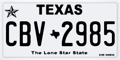 TX license plate CBV2985