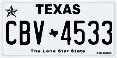 TX license plate CBV4533