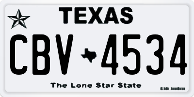 TX license plate CBV4534