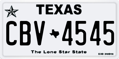 TX license plate CBV4545