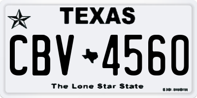 TX license plate CBV4560