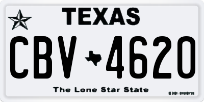 TX license plate CBV4620