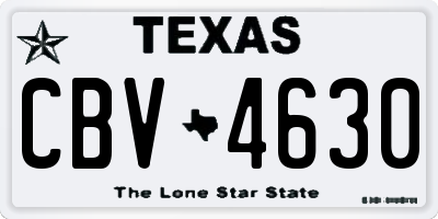 TX license plate CBV4630