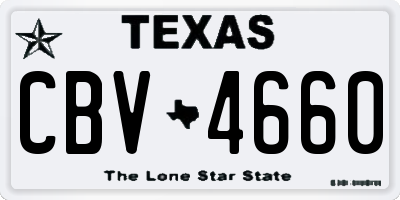 TX license plate CBV4660