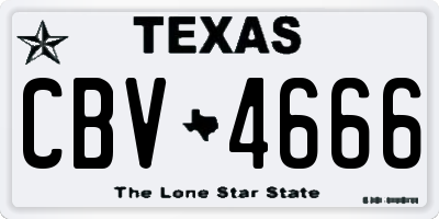 TX license plate CBV4666