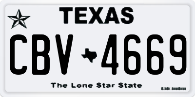 TX license plate CBV4669