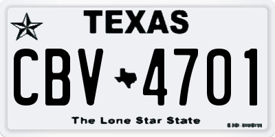 TX license plate CBV4701