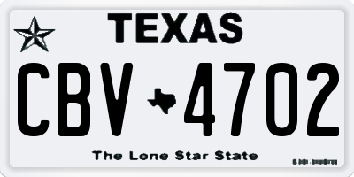 TX license plate CBV4702