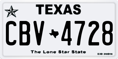 TX license plate CBV4728