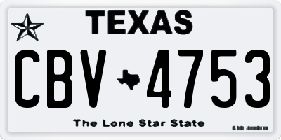 TX license plate CBV4753