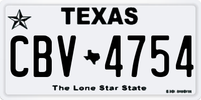 TX license plate CBV4754