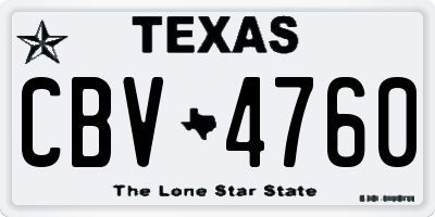 TX license plate CBV4760