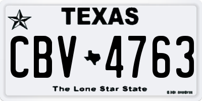 TX license plate CBV4763
