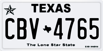 TX license plate CBV4765