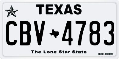 TX license plate CBV4783