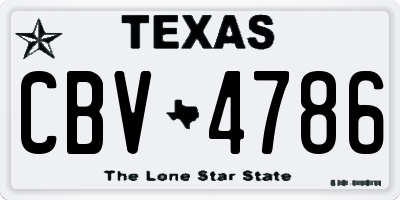TX license plate CBV4786