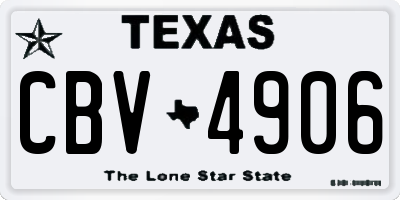 TX license plate CBV4906