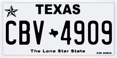 TX license plate CBV4909