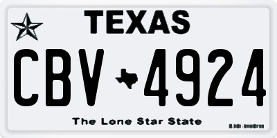 TX license plate CBV4924