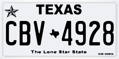 TX license plate CBV4928