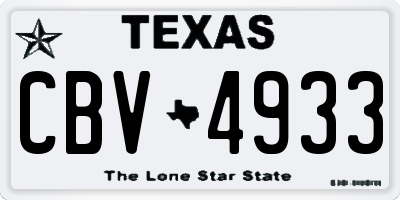 TX license plate CBV4933