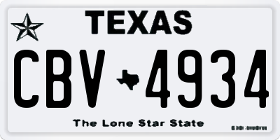 TX license plate CBV4934
