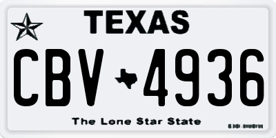 TX license plate CBV4936