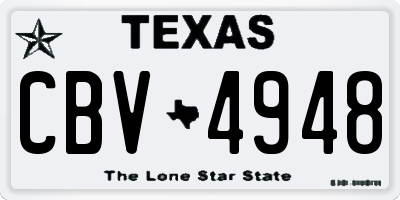 TX license plate CBV4948