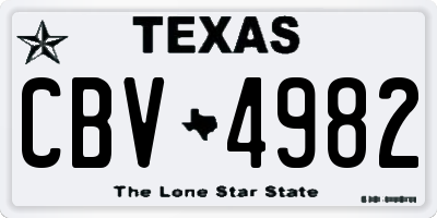 TX license plate CBV4982