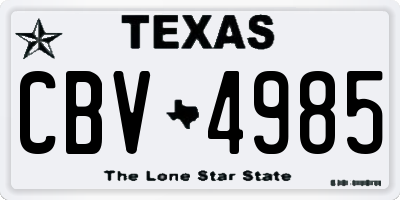 TX license plate CBV4985