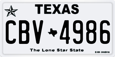 TX license plate CBV4986